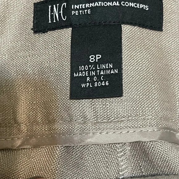 INC International Concepts Womens Size 8P 100% Linen Pants Light grey - Picture 2 of 6